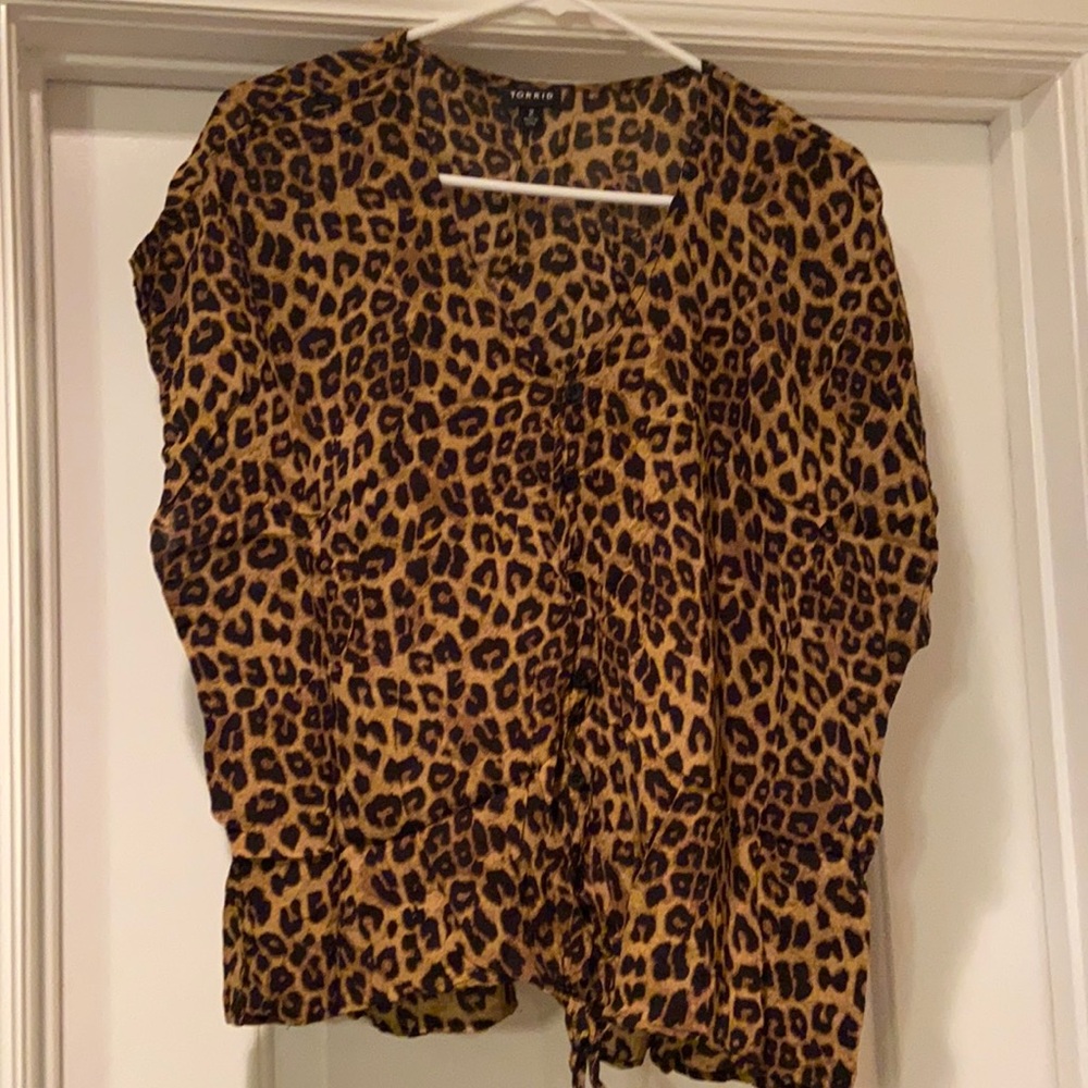 Torrid Size 2 Cheetah Print Blouse.